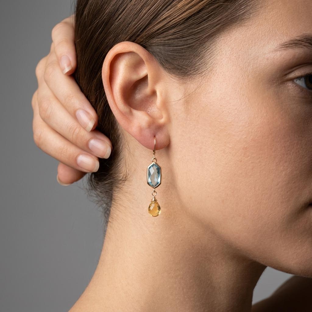 Citrine and Blue Topaz Earrings