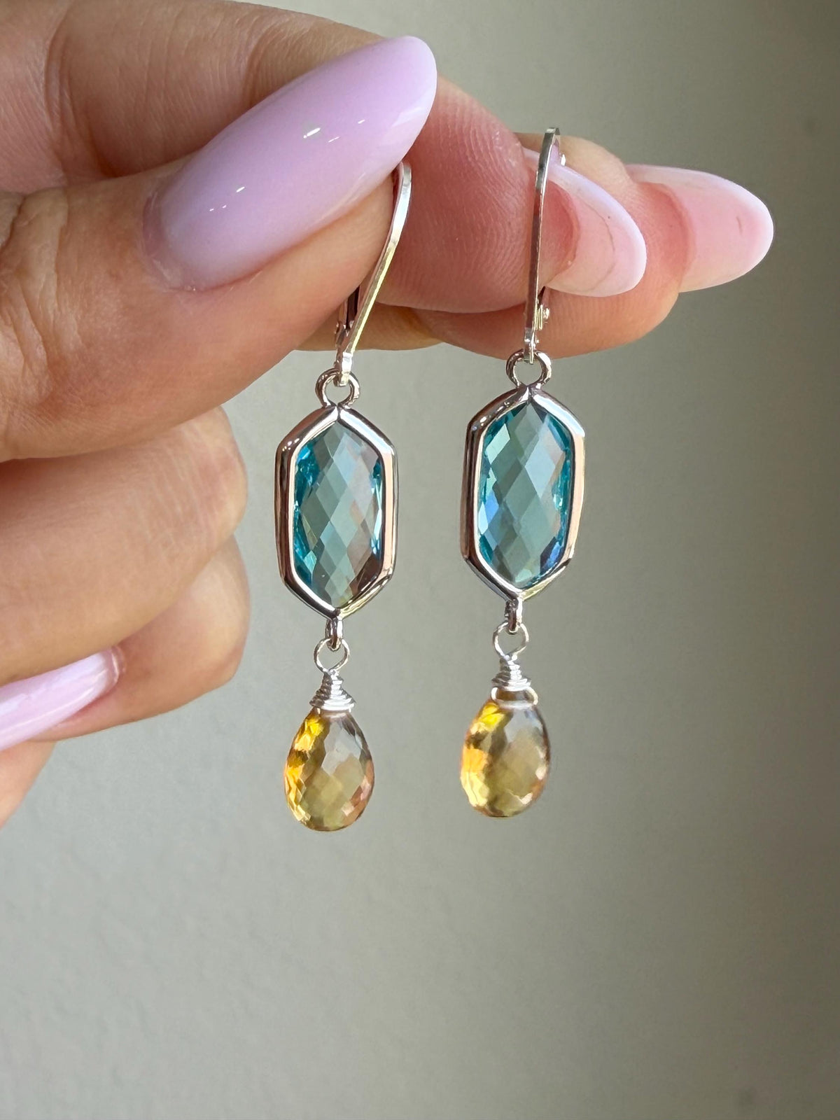 Citrine and Blue Topaz Earrings
