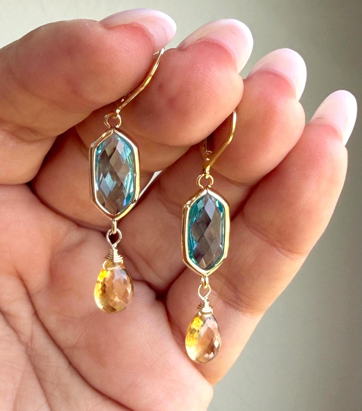 Citrine and Blue Topaz Earrings