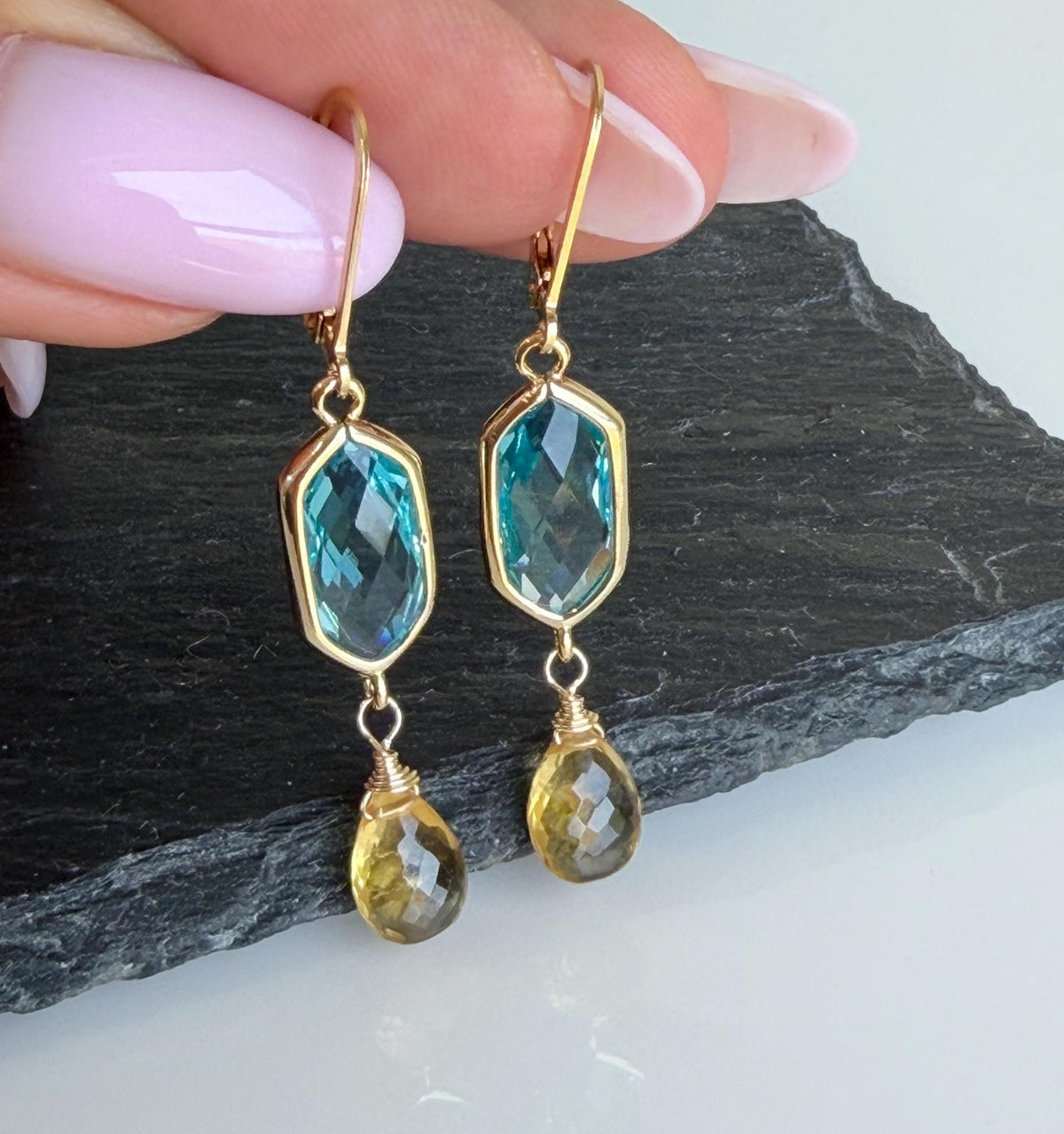 Citrine and Blue Topaz Earrings