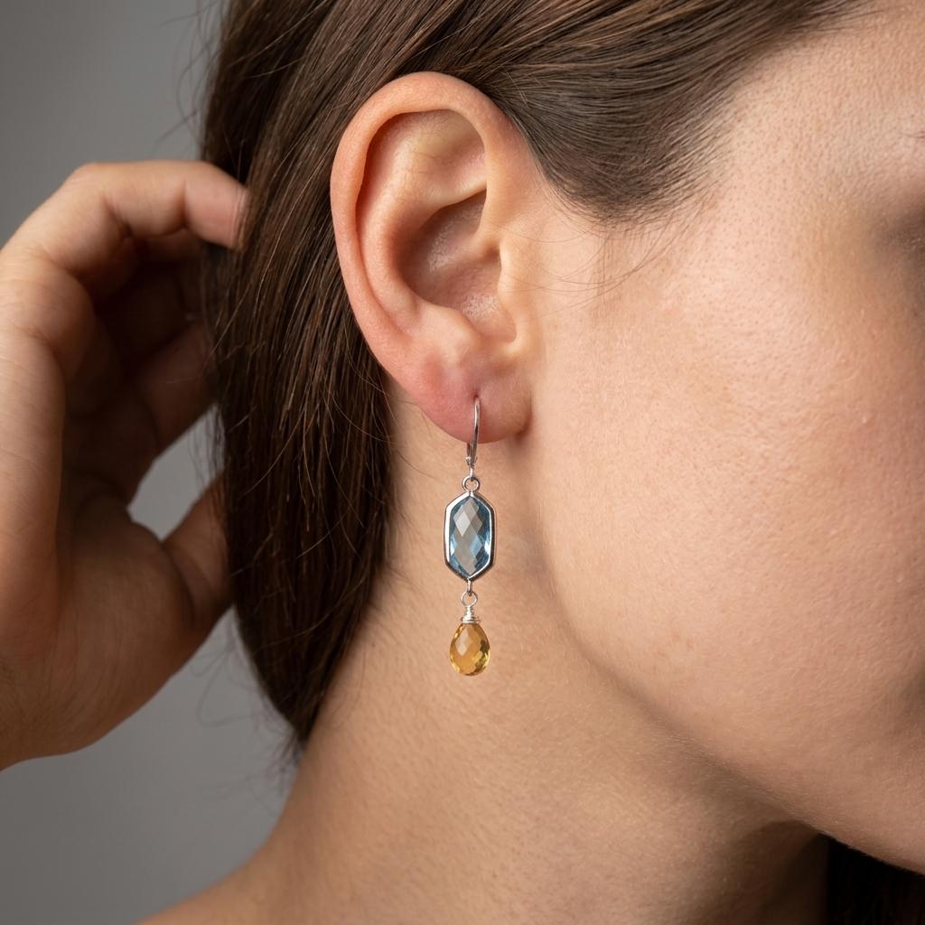 Citrine and Blue Topaz Earrings