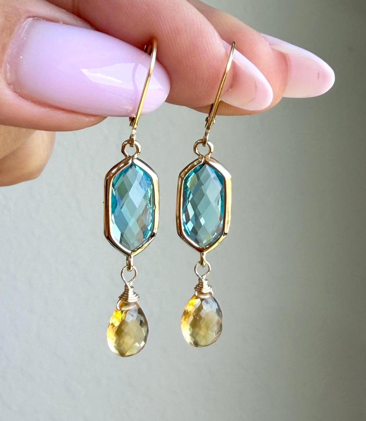 Citrine and Blue Topaz Earrings