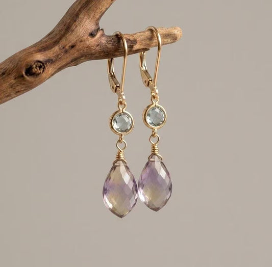 Ametrine and Mystic Topaz Dangle Earrings