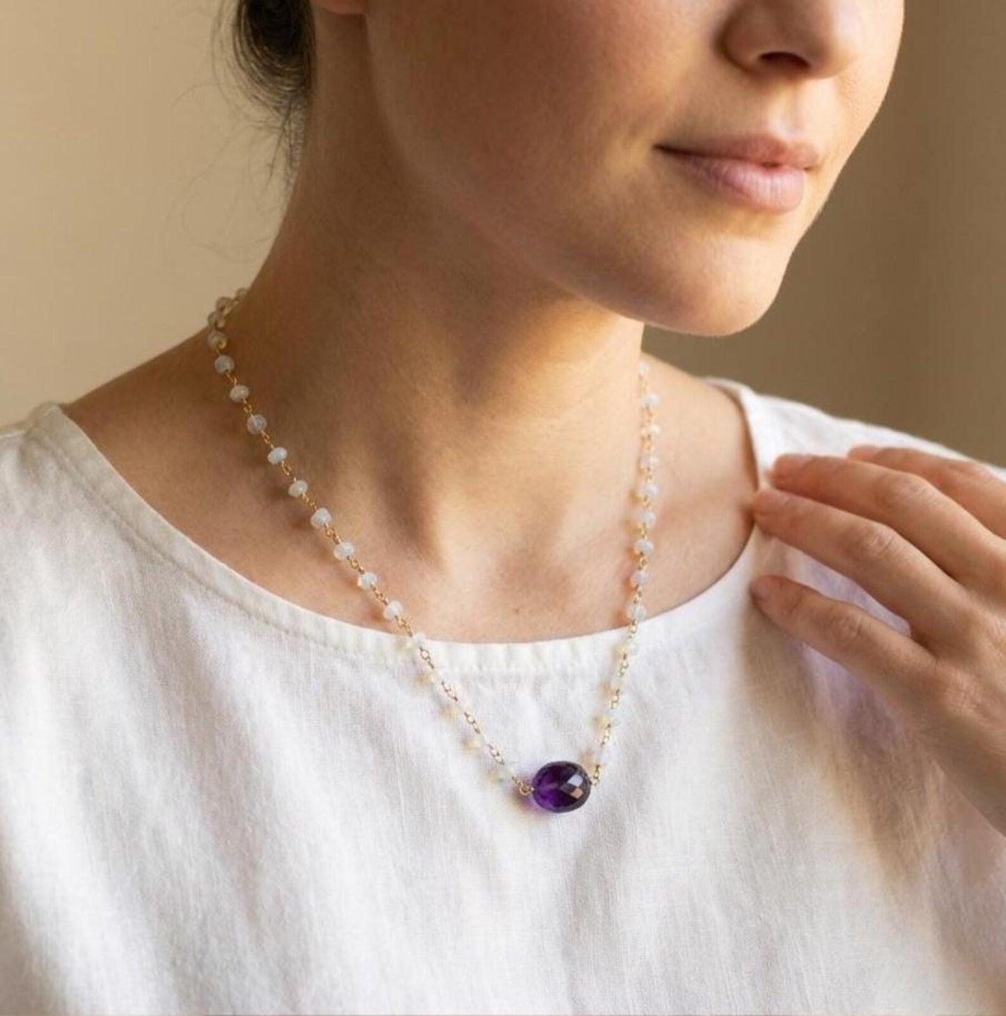 Amethyst and Ethiopian Opal Beaded Necklace