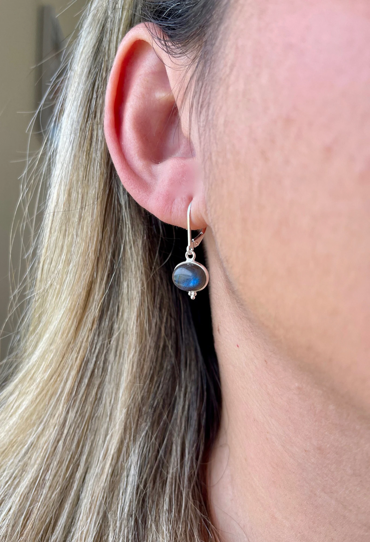 Labradorite Smooth Oval Cabochon Earrings