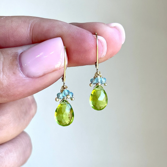 Peridot and Aquamarine Earrings- August Birthstone
