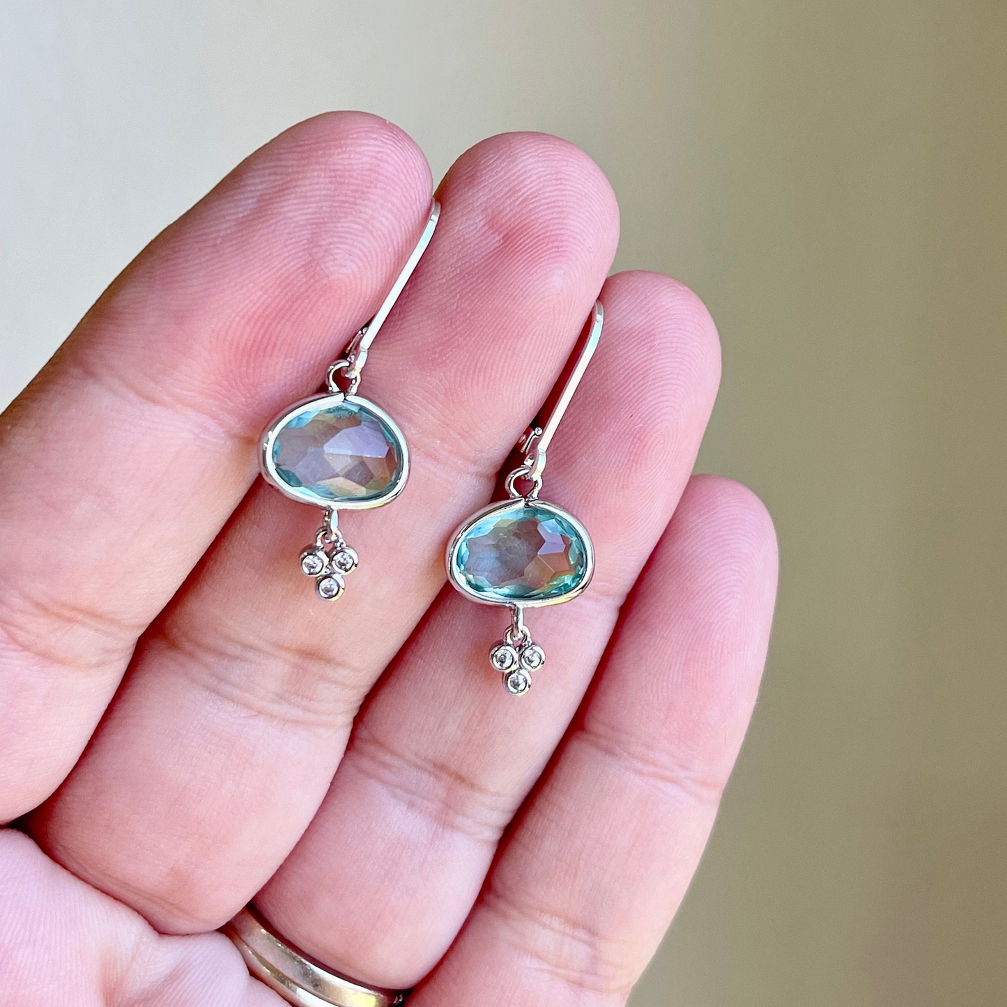 Green Amethyst Oval Earrings