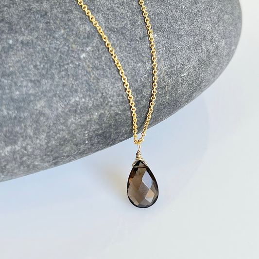 Smokey Topaz Teardrop Necklace