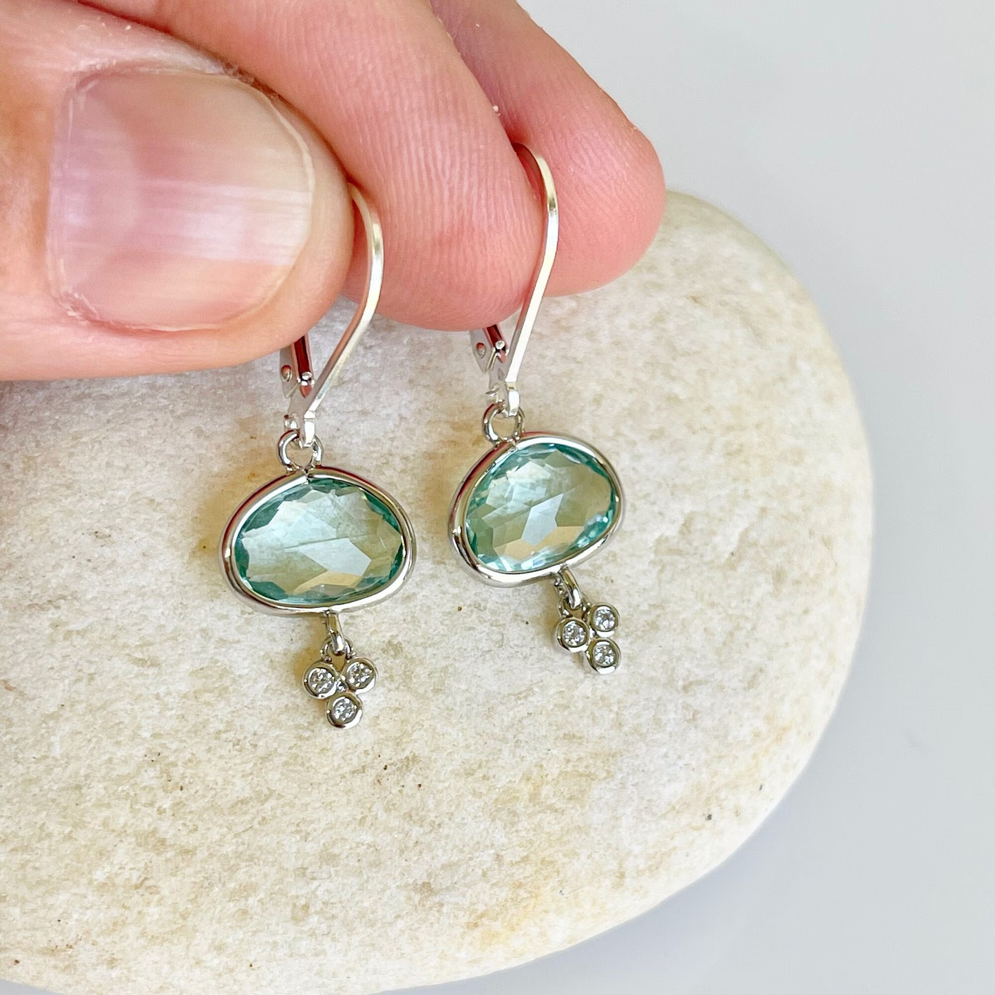 Green Amethyst Oval Earrings
