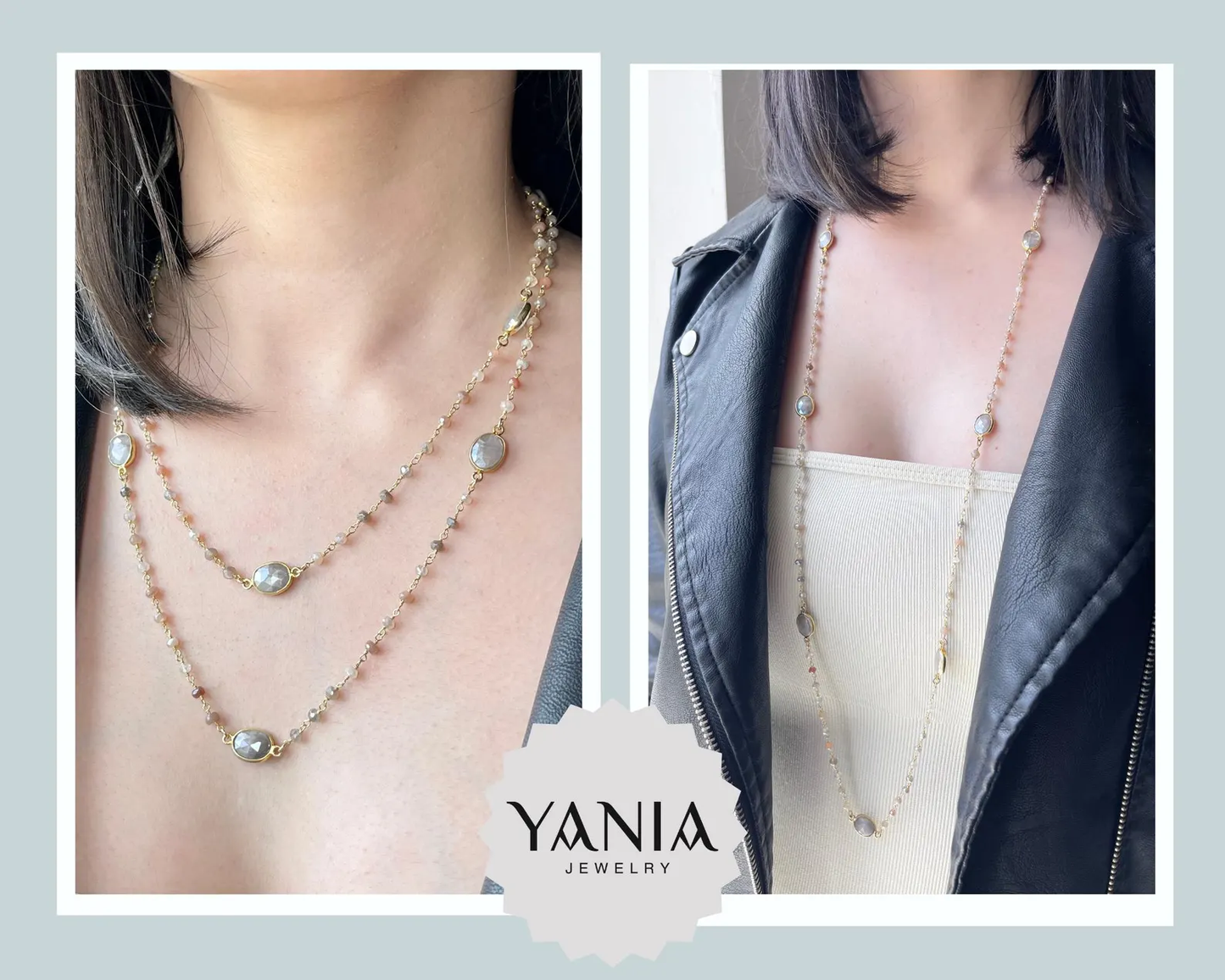 Multicolor Moonstone Long Beaded Necklace