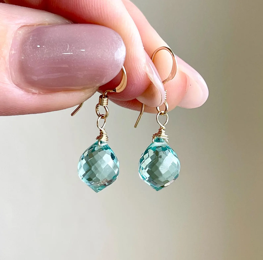 Green Amethyst Onion Teardrop Earrings