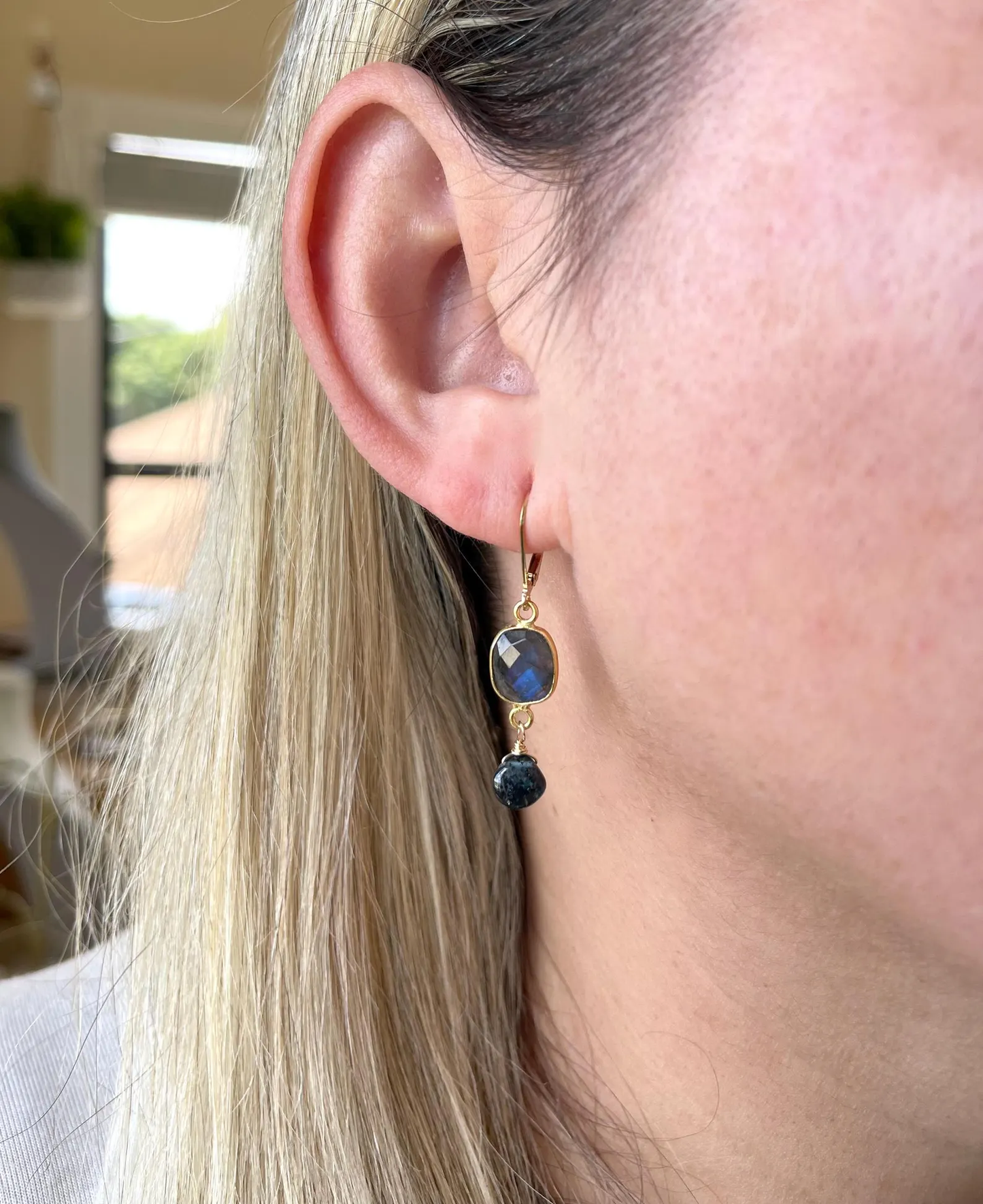 Labradorite and Blue Tourmaline Earrings