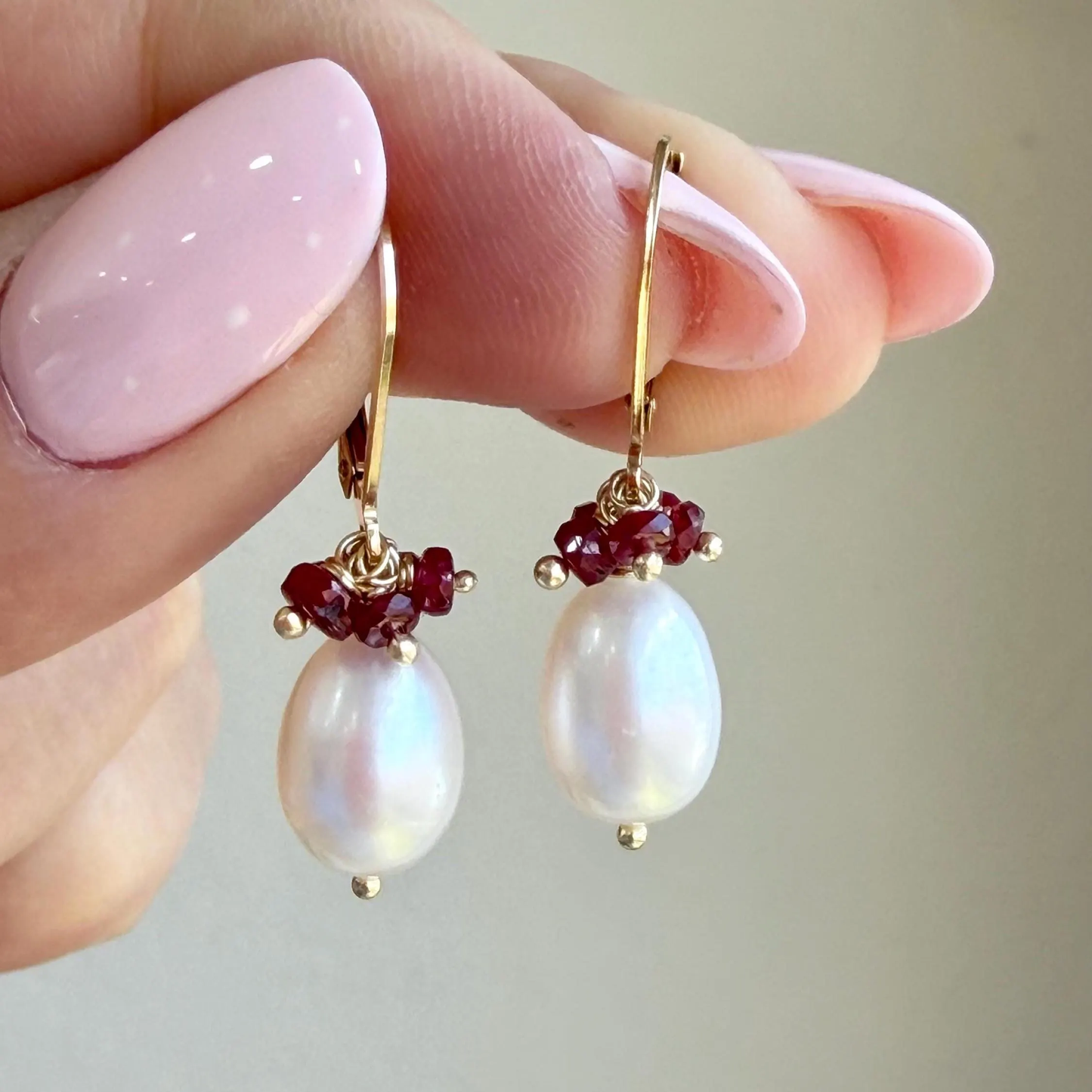 Pearl and Ruby Earrings- June Birthstone