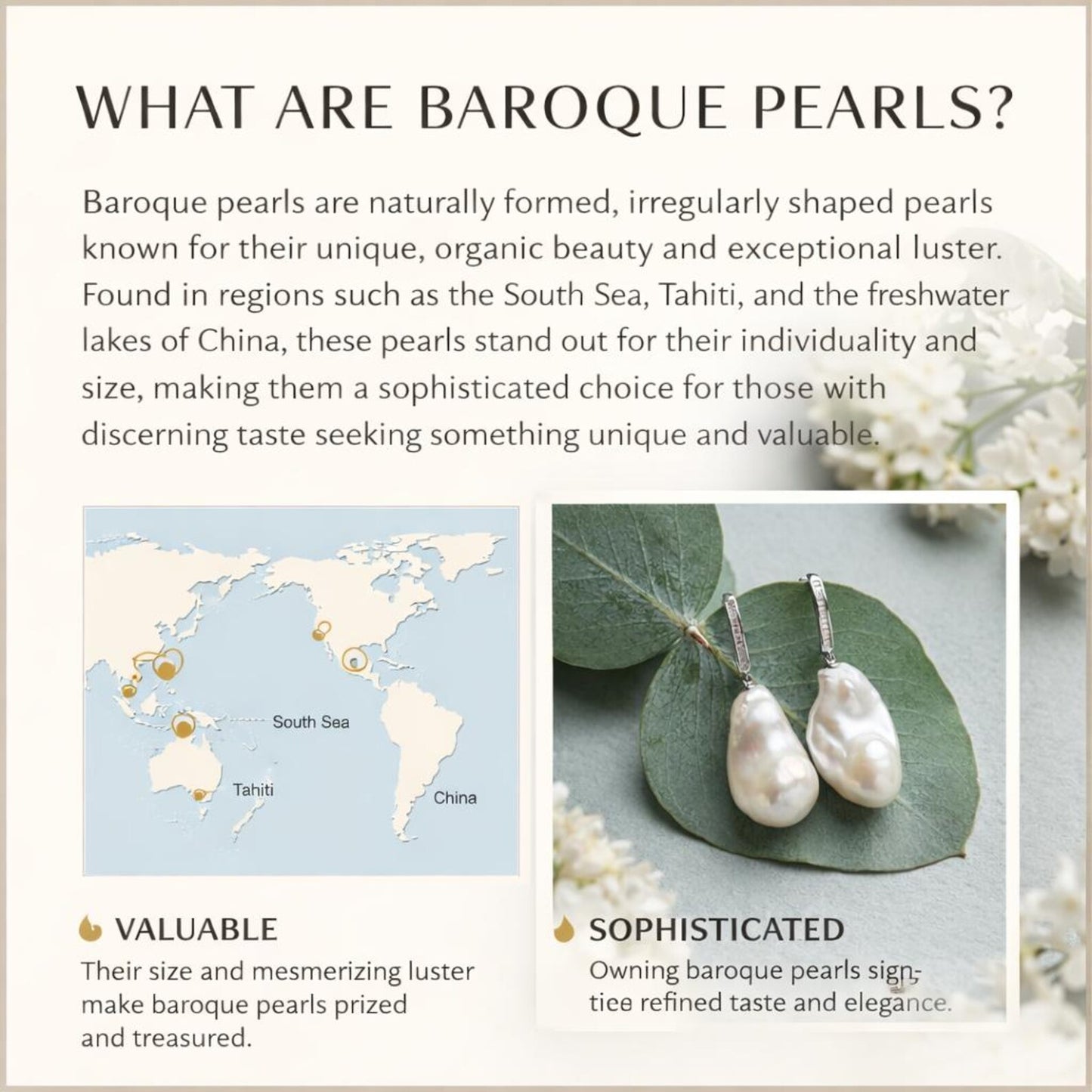 Baroque White Pearl Lariat Necklace