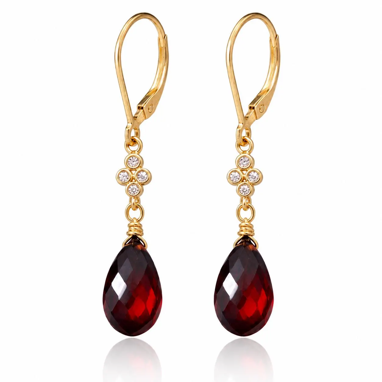 Garnet Teardrop Dangle Earrings