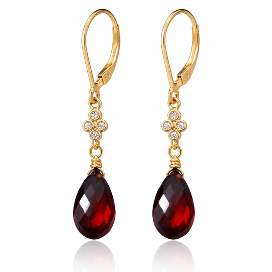 Garnet Teardrop Dangle Earrings