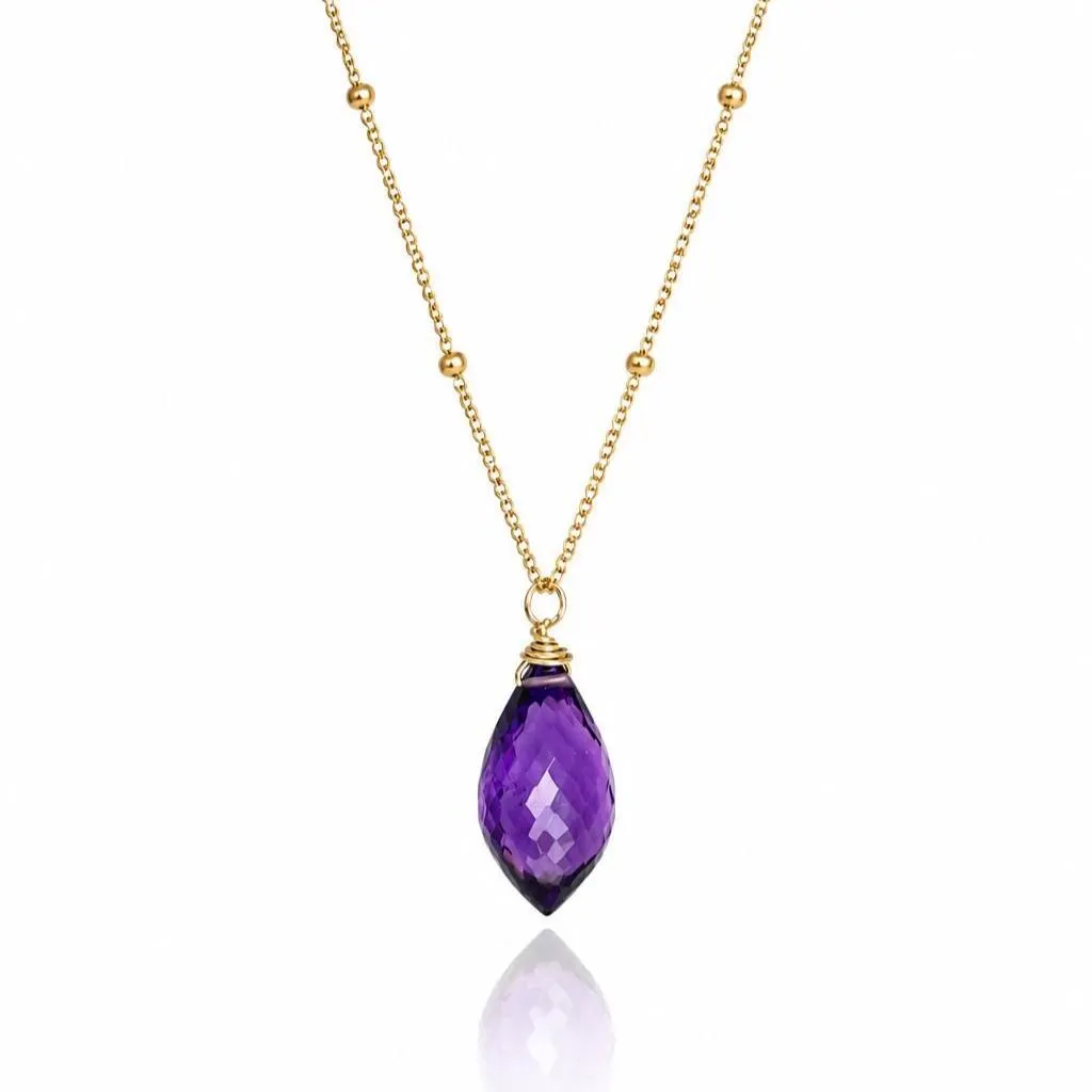 Amethyst Pointy Drop Necklace- February Birthstone