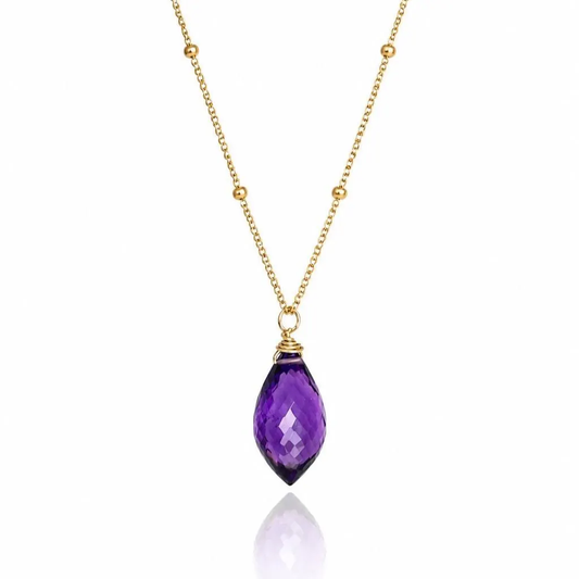 Amethyst Pointy Drop Necklace- February Birthstone