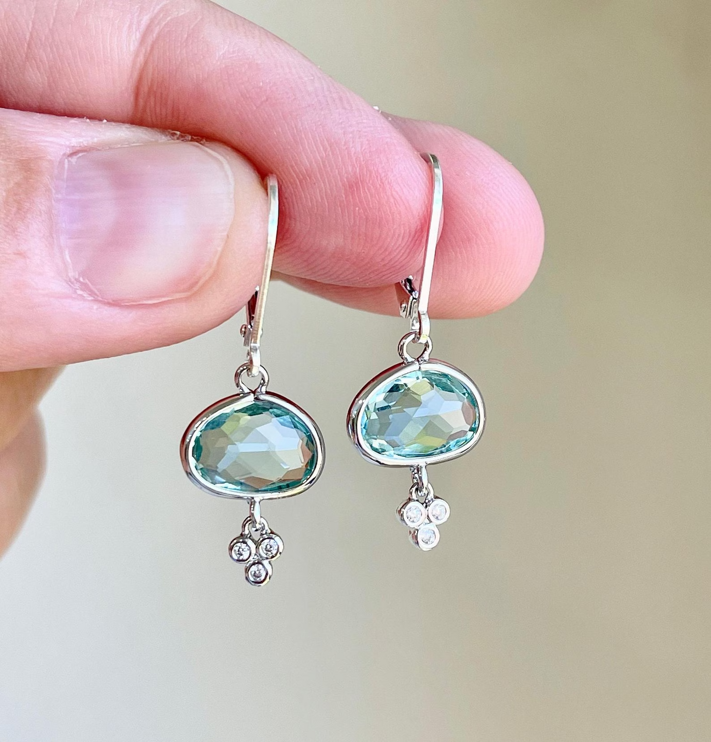 Green Amethyst Oval Earrings