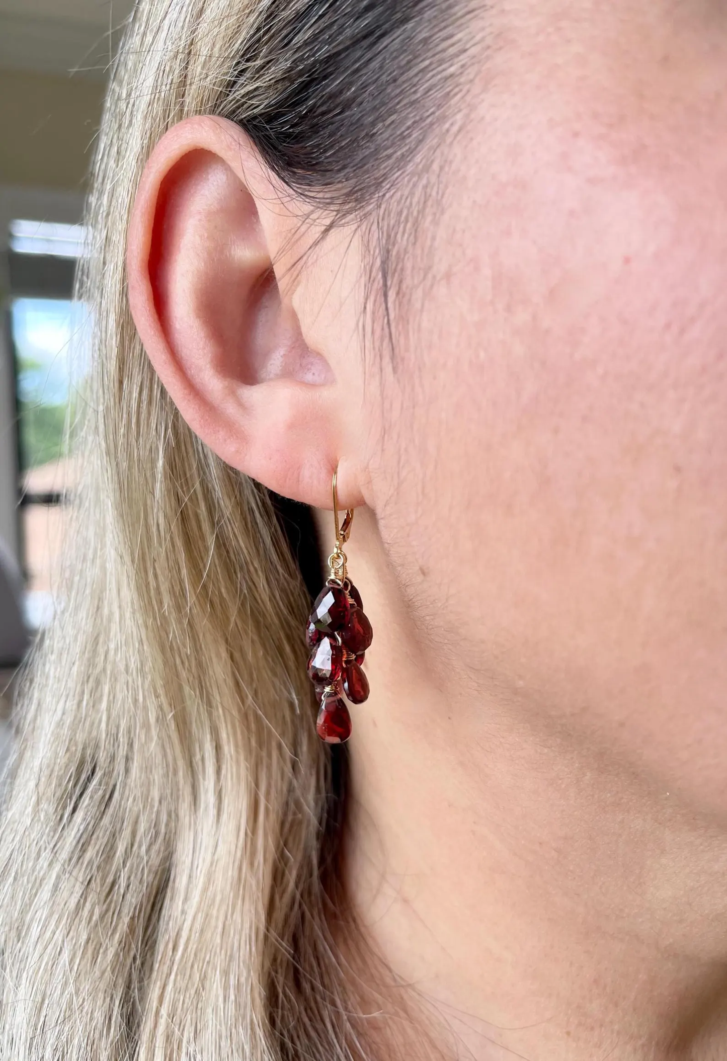 Garnet Cluster Earrings