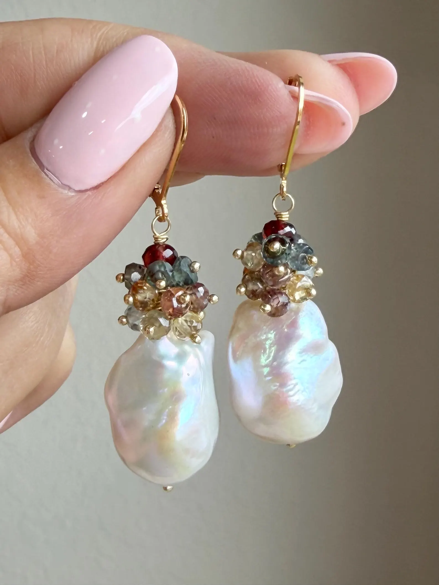 Baroque Pearl and Sapphire Statement Earrings- June Birthstone