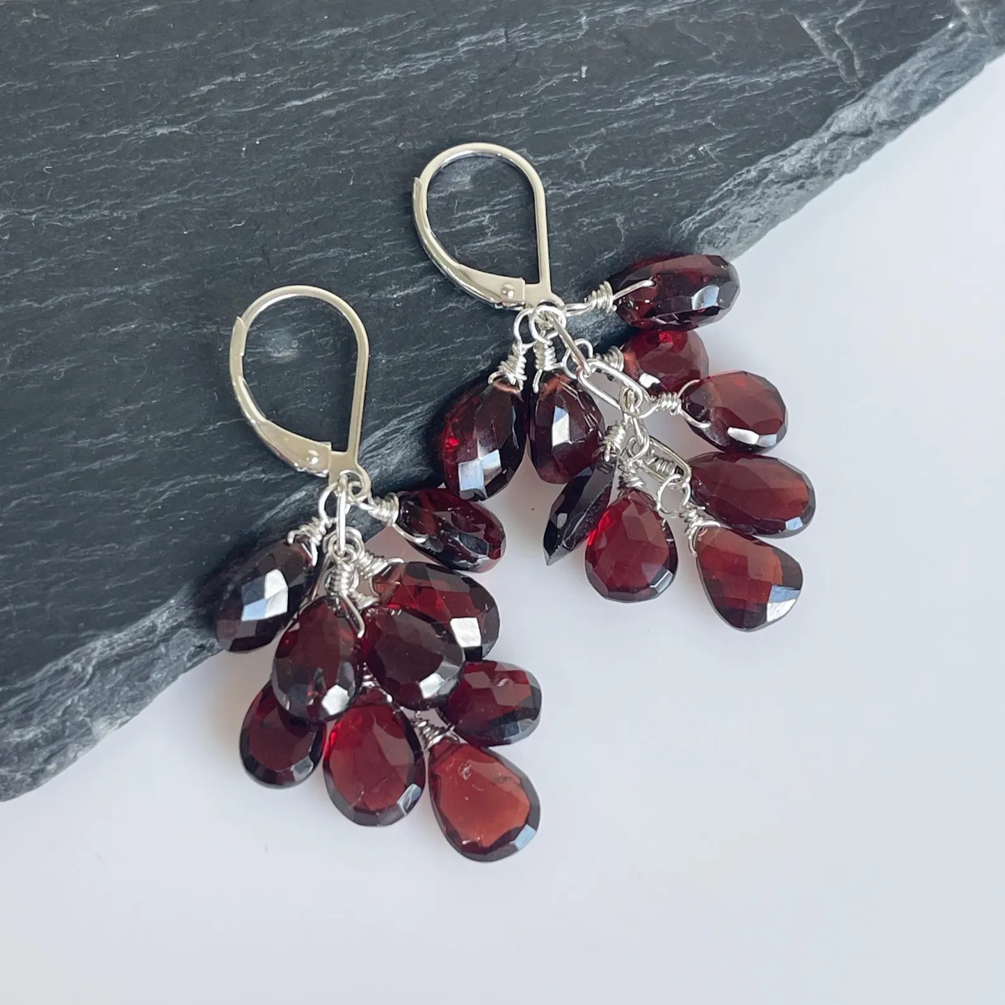 Garnet Cluster Earrings