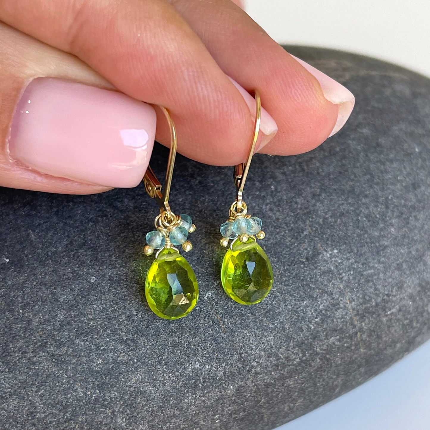 Peridot and Aquamarine Earrings- August Birthstone