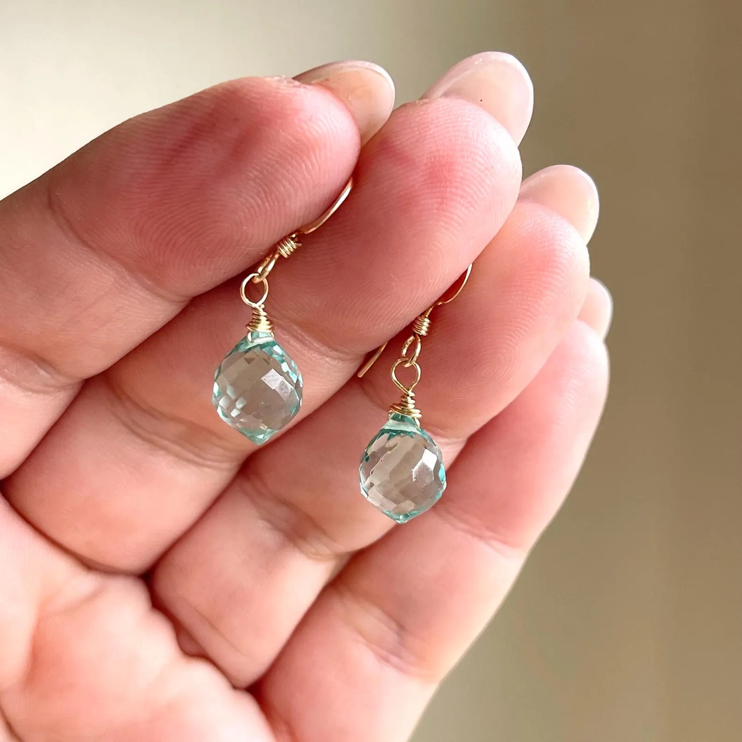 Green Amethyst Onion Teardrop Earrings