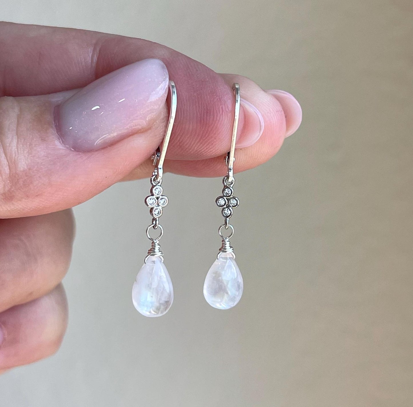 Rainbow Moonstone Teardrop Earrings