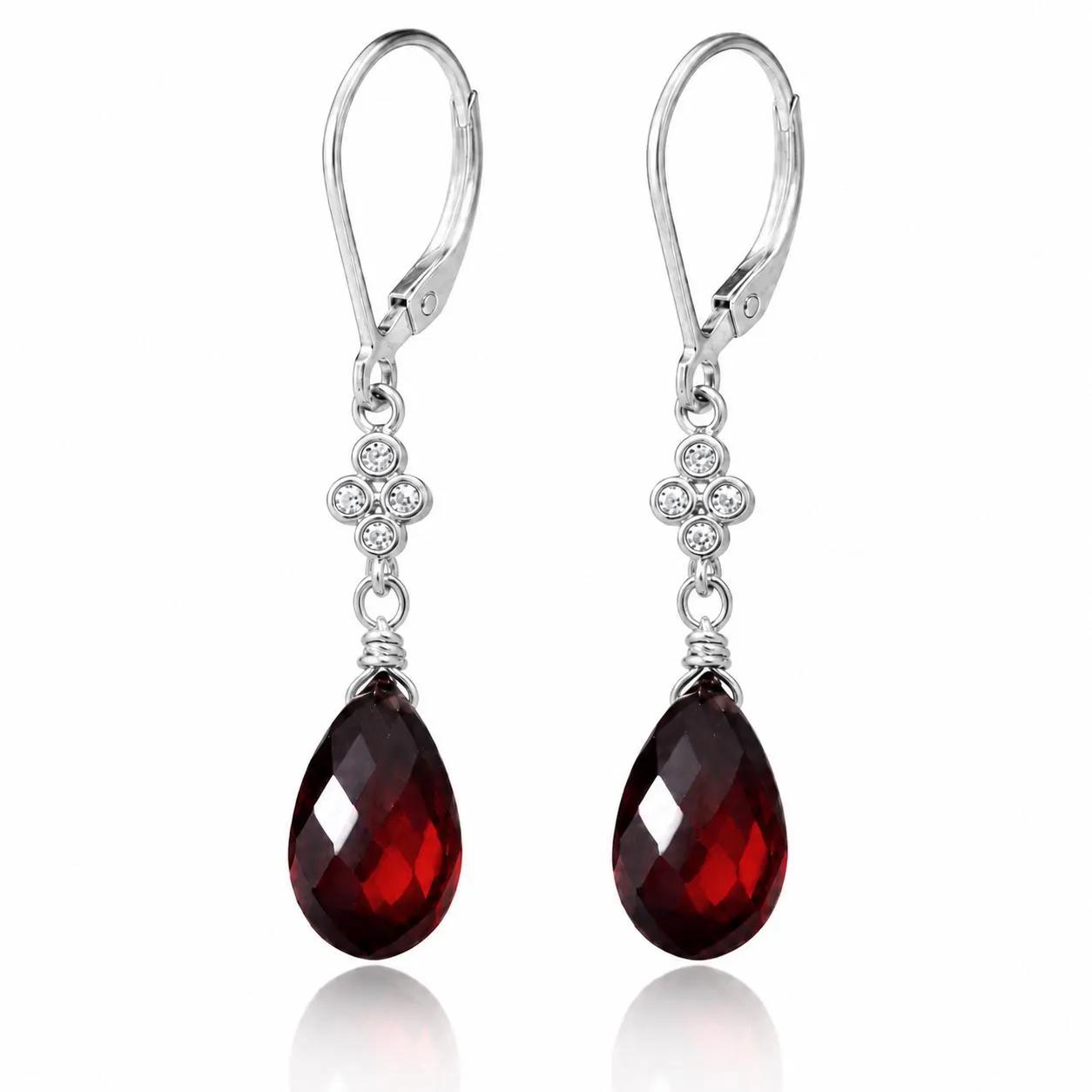 Garnet Teardrop Dangle Earrings