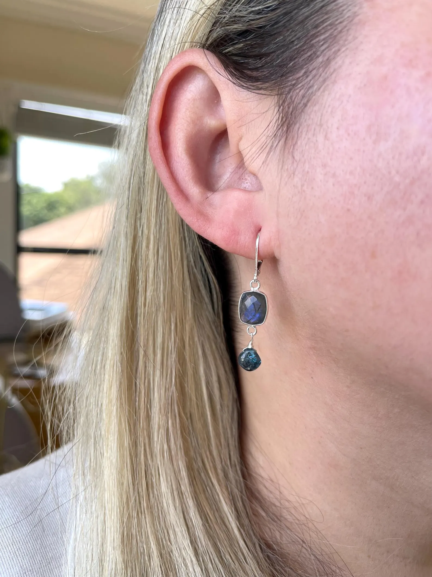 Labradorite and Blue Tourmaline Earrings