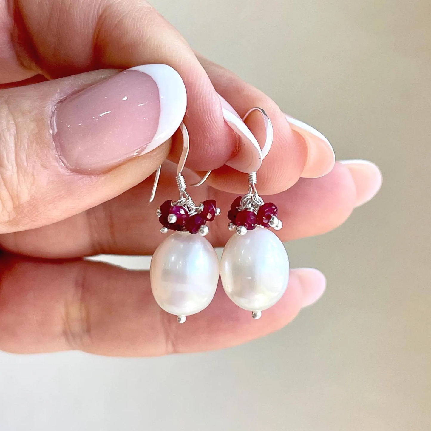 Pearl and Ruby Earrings- June Birthstone