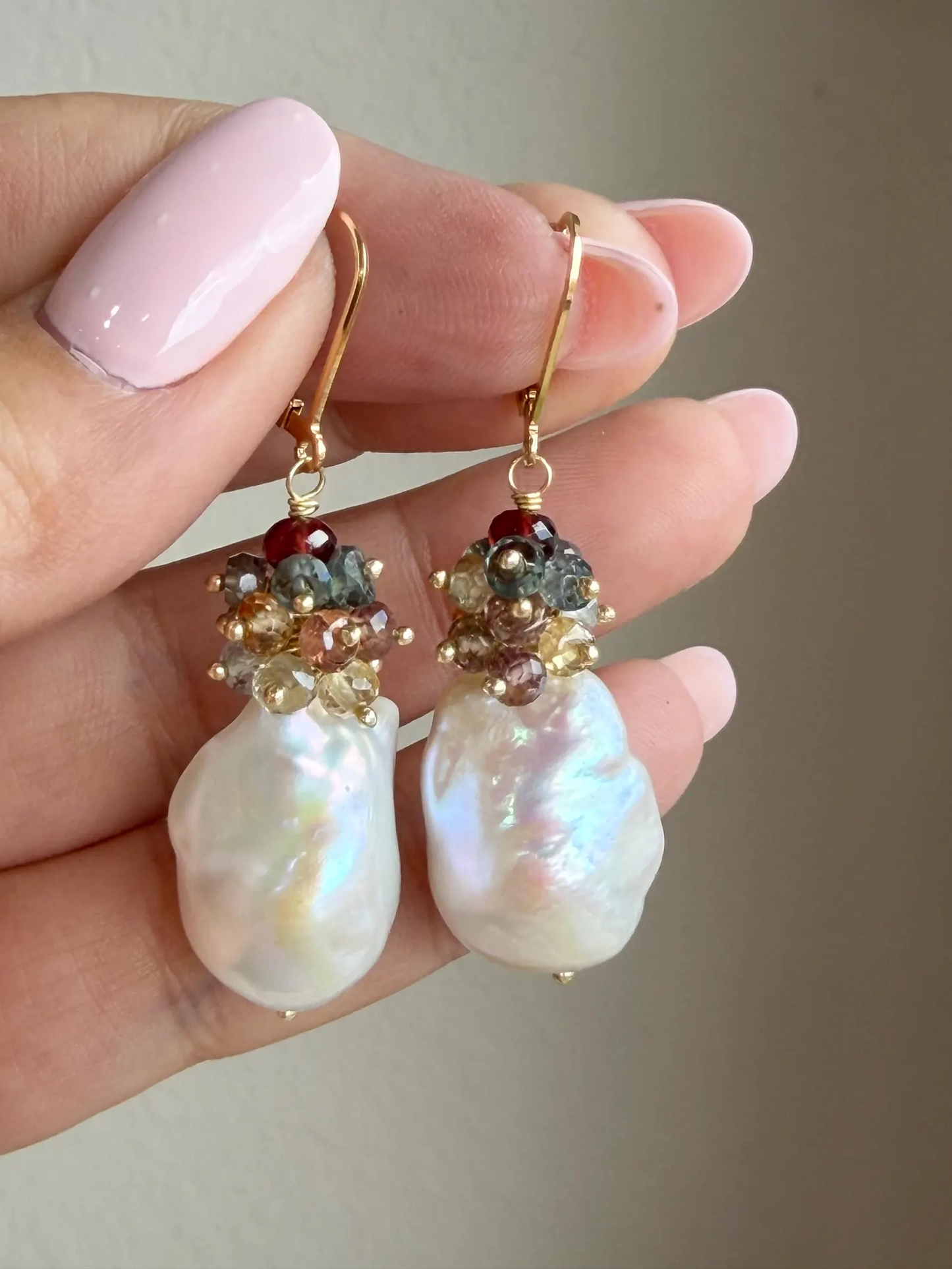 Baroque Pearl and Sapphire Statement Earrings- June Birthstone