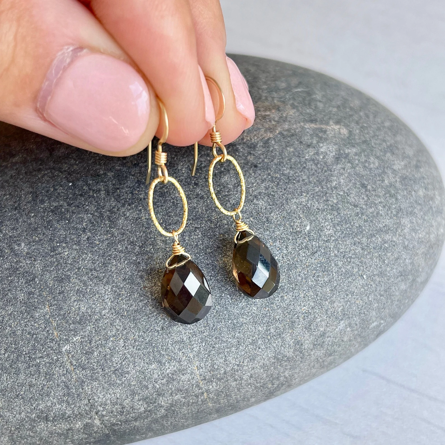 Smokey Topaz Teardrop Earrings