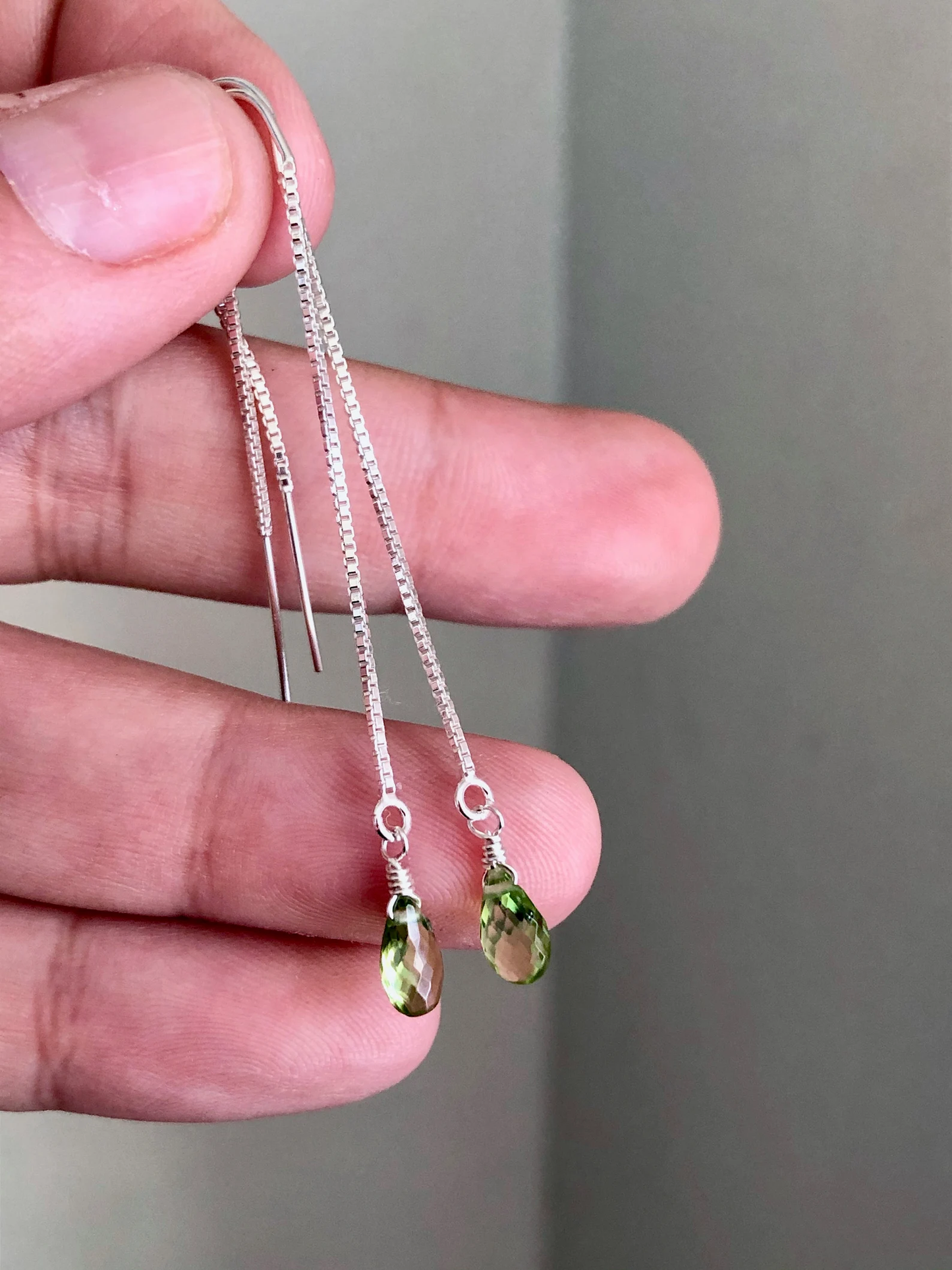 Peridot Threader Earrings- August Birthstone