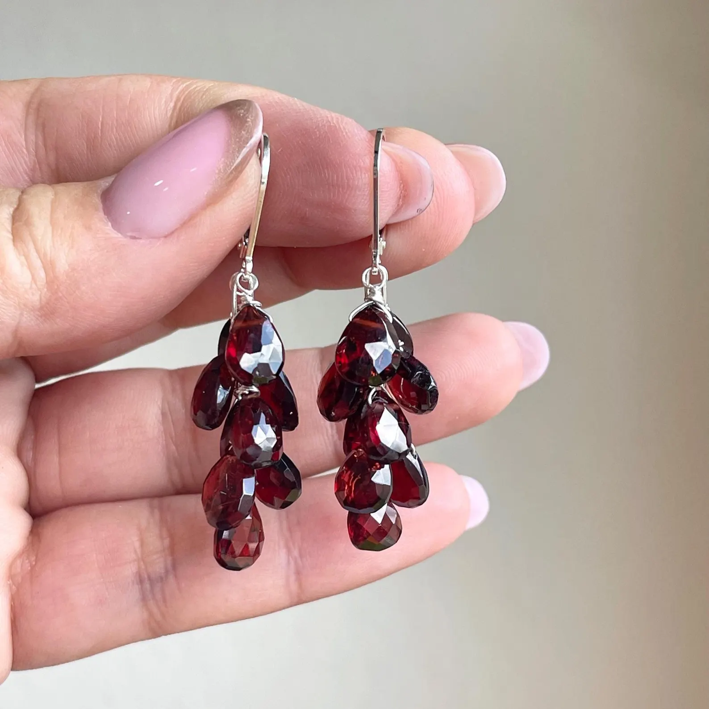 Garnet Cluster Earrings