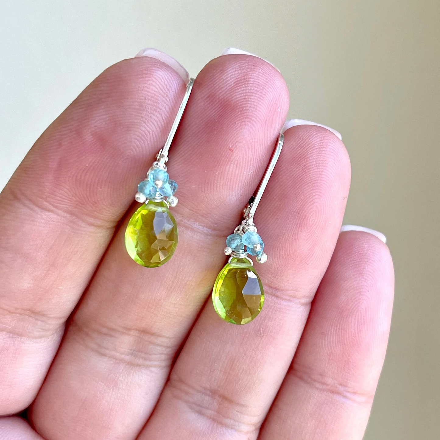 Peridot and Aquamarine Earrings- August Birthstone
