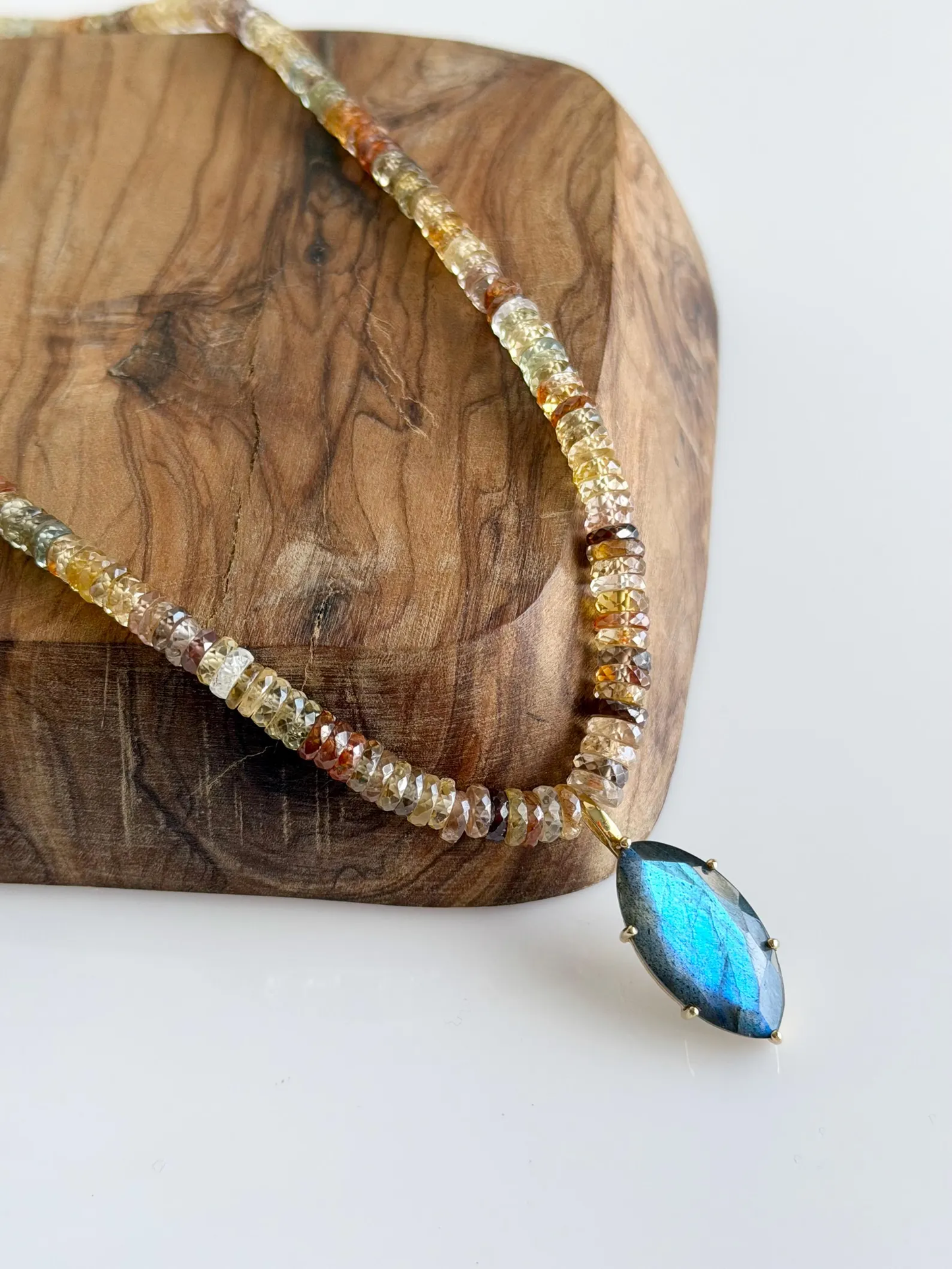 Natural Sapphire and Labradorite Statement Necklace,