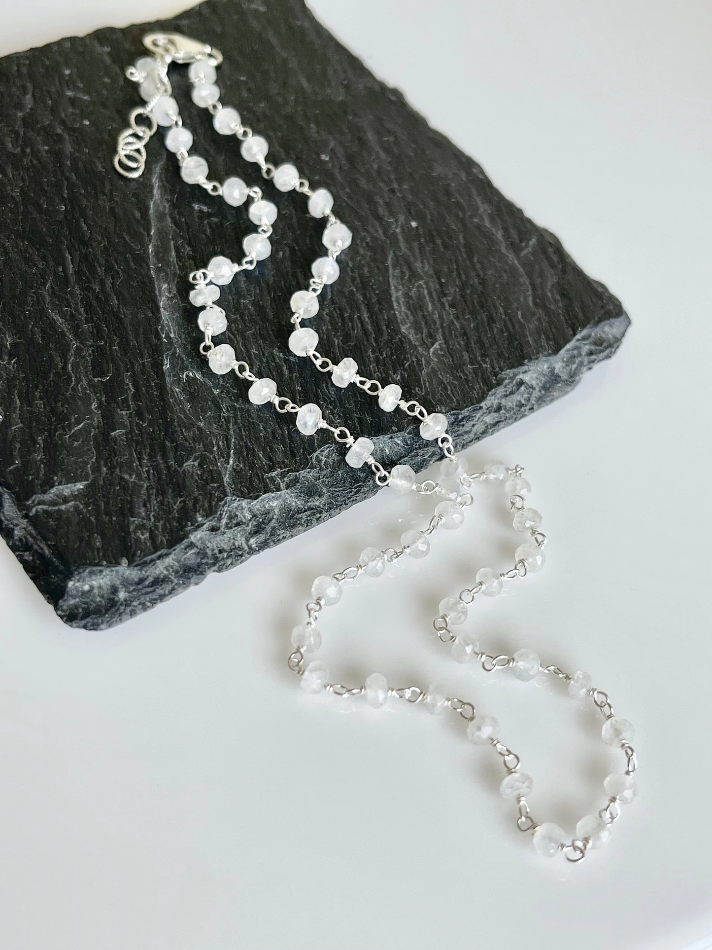 Rainbow Moonstone Beaded Necklace- June Birthstone