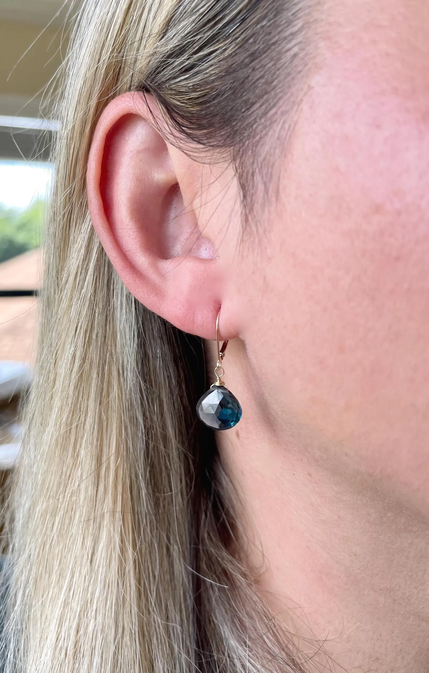 London Blue Topaz Teardrop Earrings- Solid 14k Gold December Birthstone