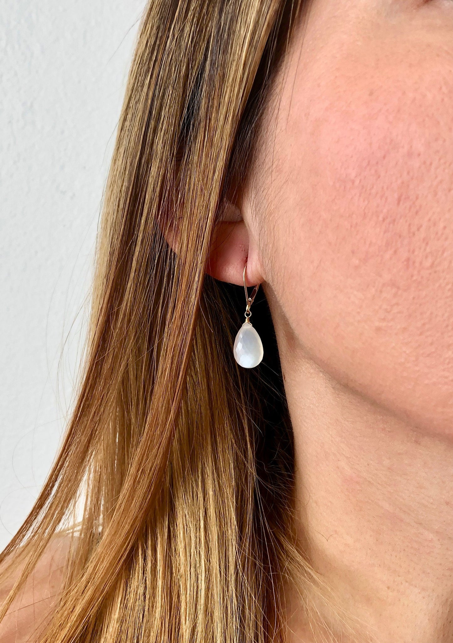 White Moonstone Earrings