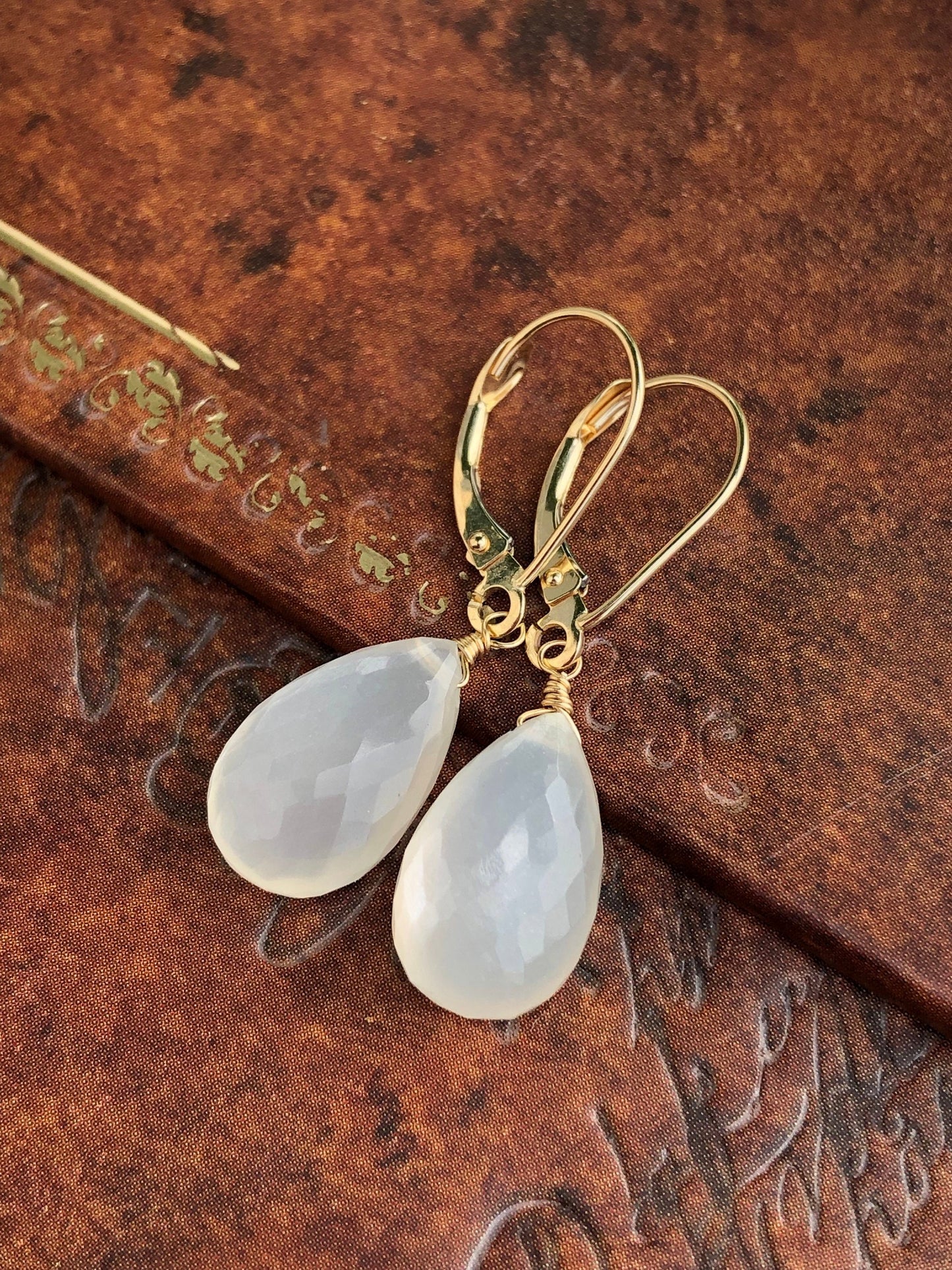 White Moonstone Earrings