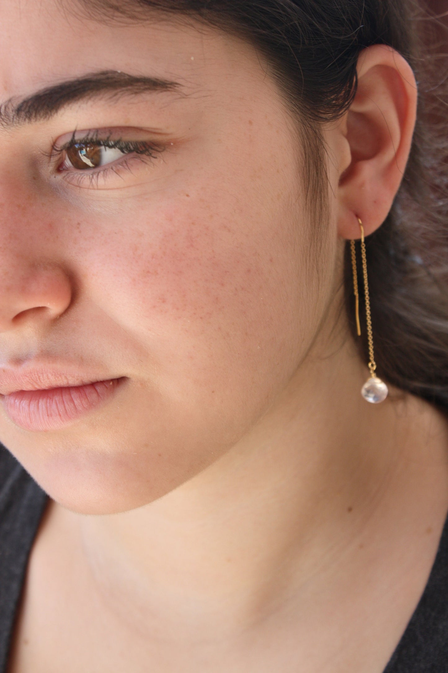 Rose Quartz Threader Earrings