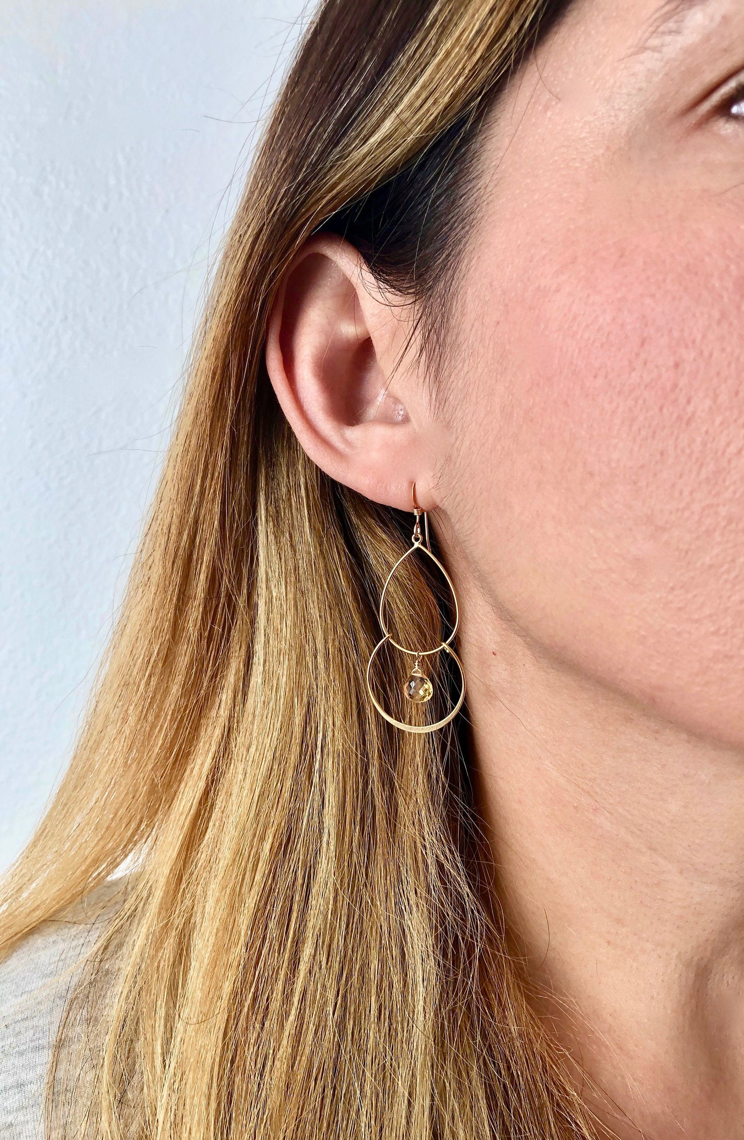 Citrine Earrings, Citrine Gold Earrings, Boho Chic Earrings