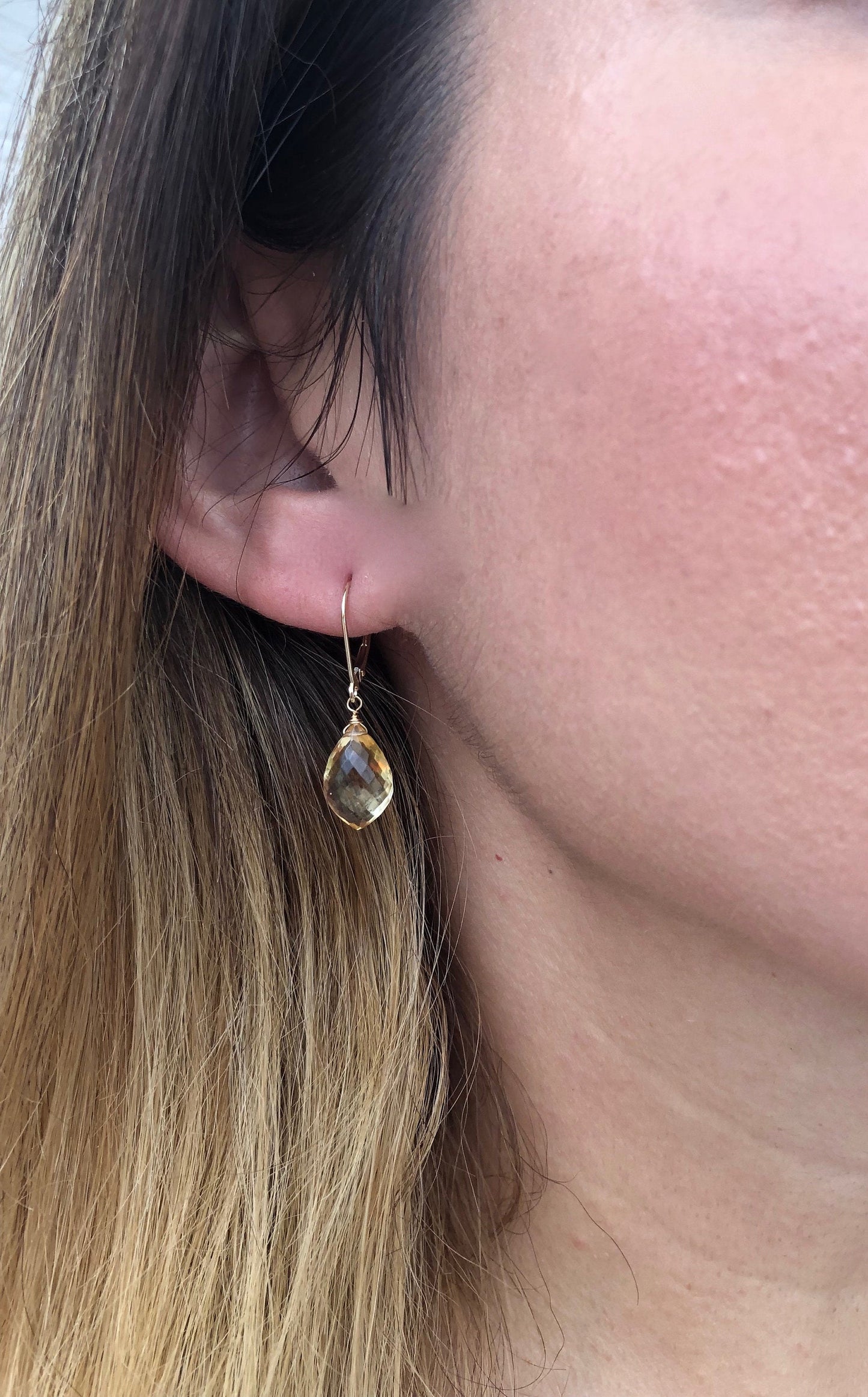 Citrine Earrings, Real Gold Earrings, 14k Gold Citrine Earrings