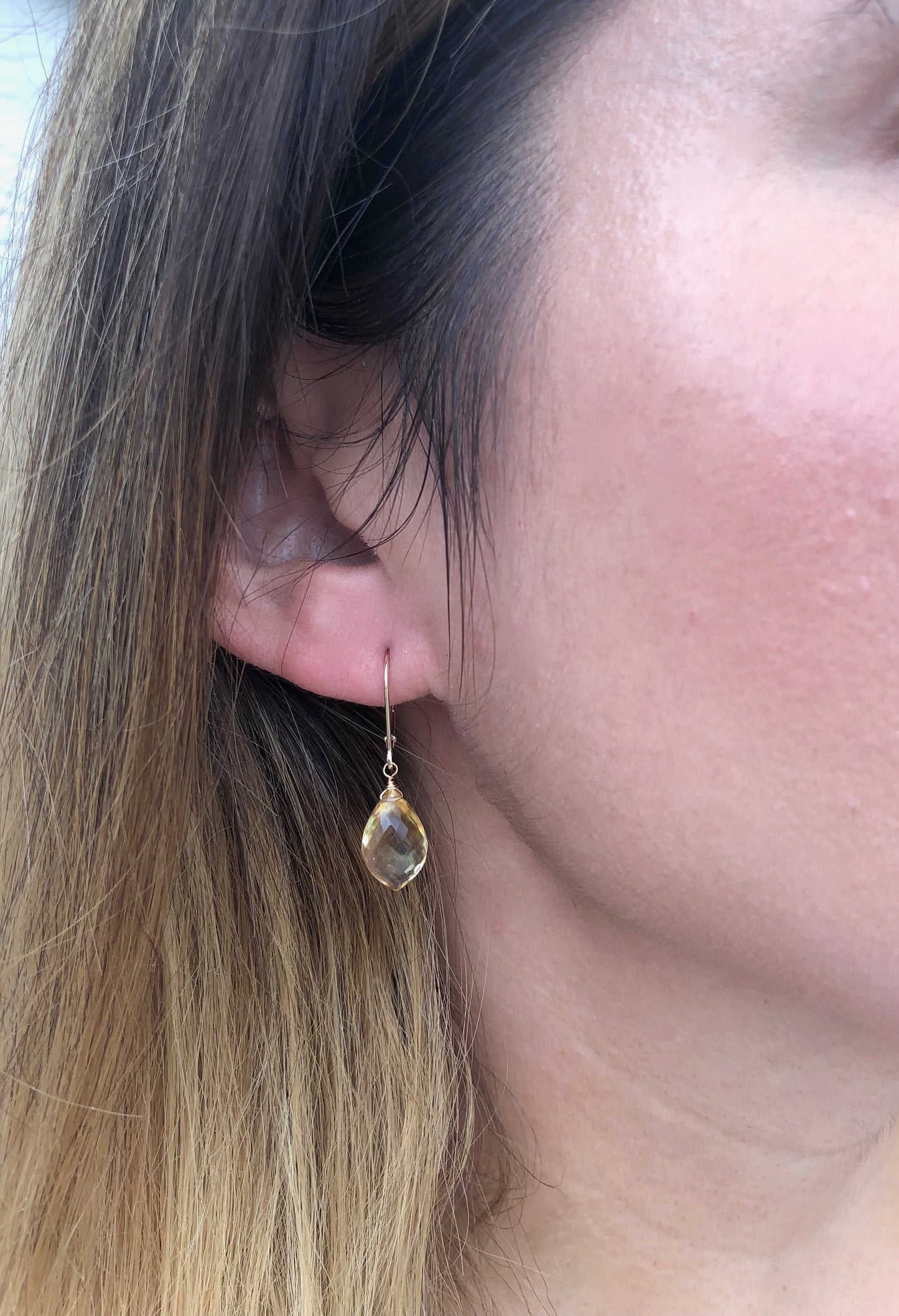 Citrine Earrings, Real Gold Earrings, 14k Gold Citrine Earrings