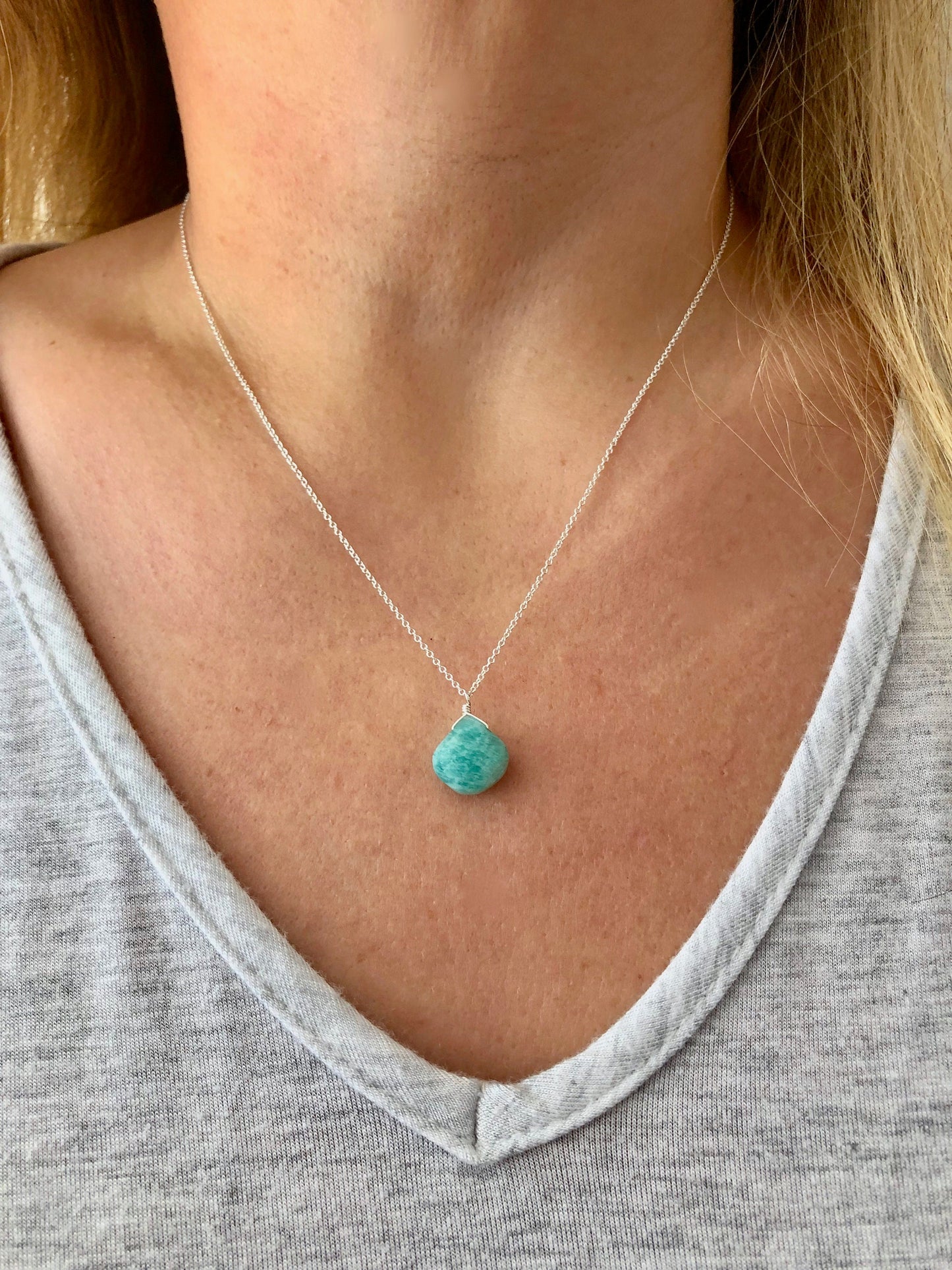 Amazonite Teardrop Necklace