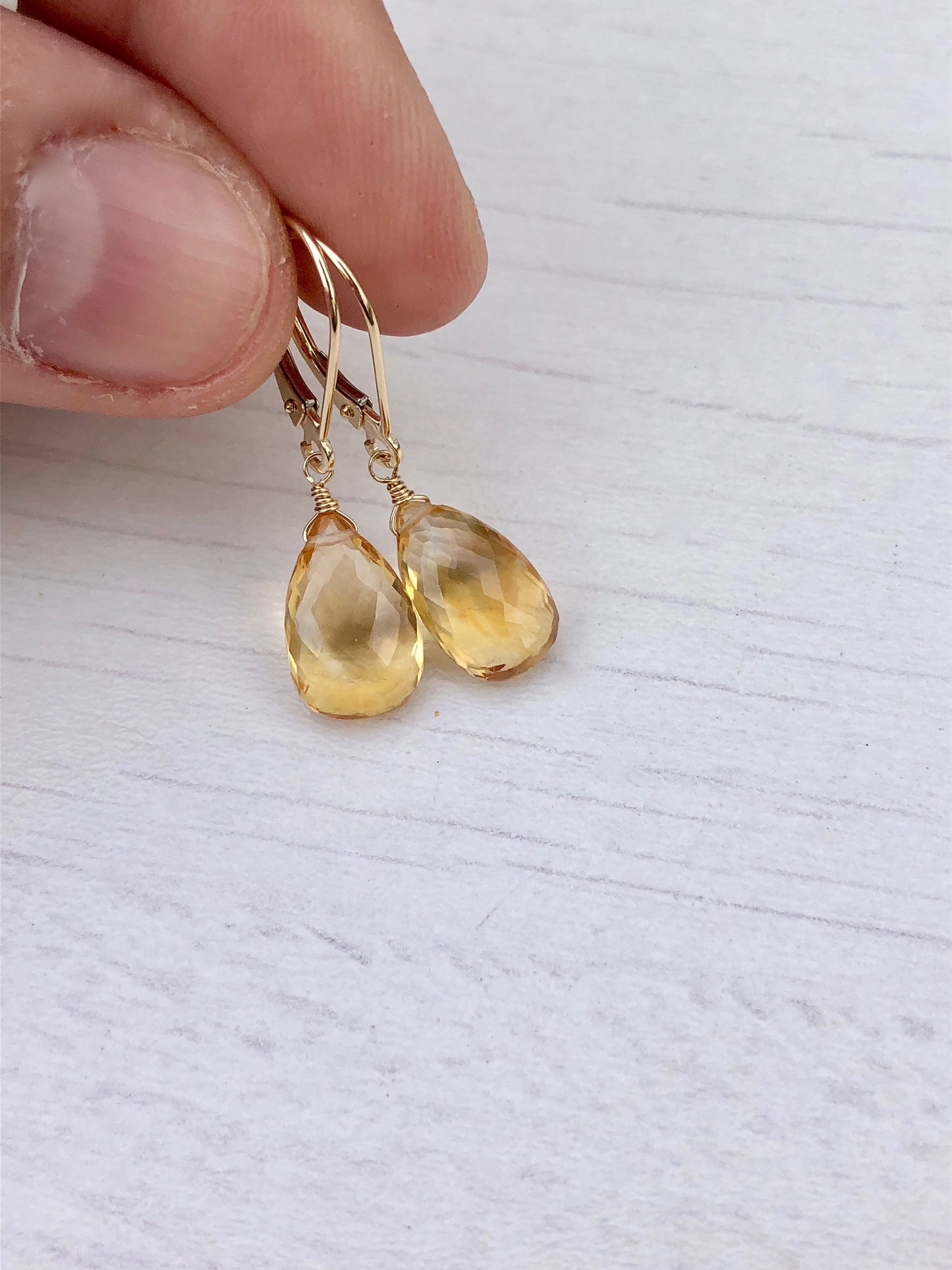 Citrine Earrings, Real Gold Earrings, 14k Gold Citrine Earrings