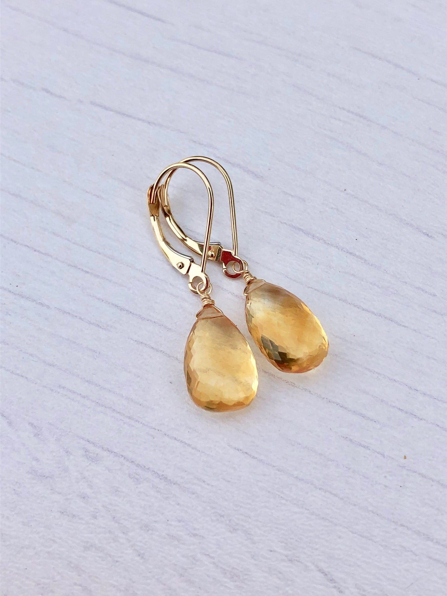 Citrine Earrings, Real Gold Earrings, 14k Gold Citrine Earrings