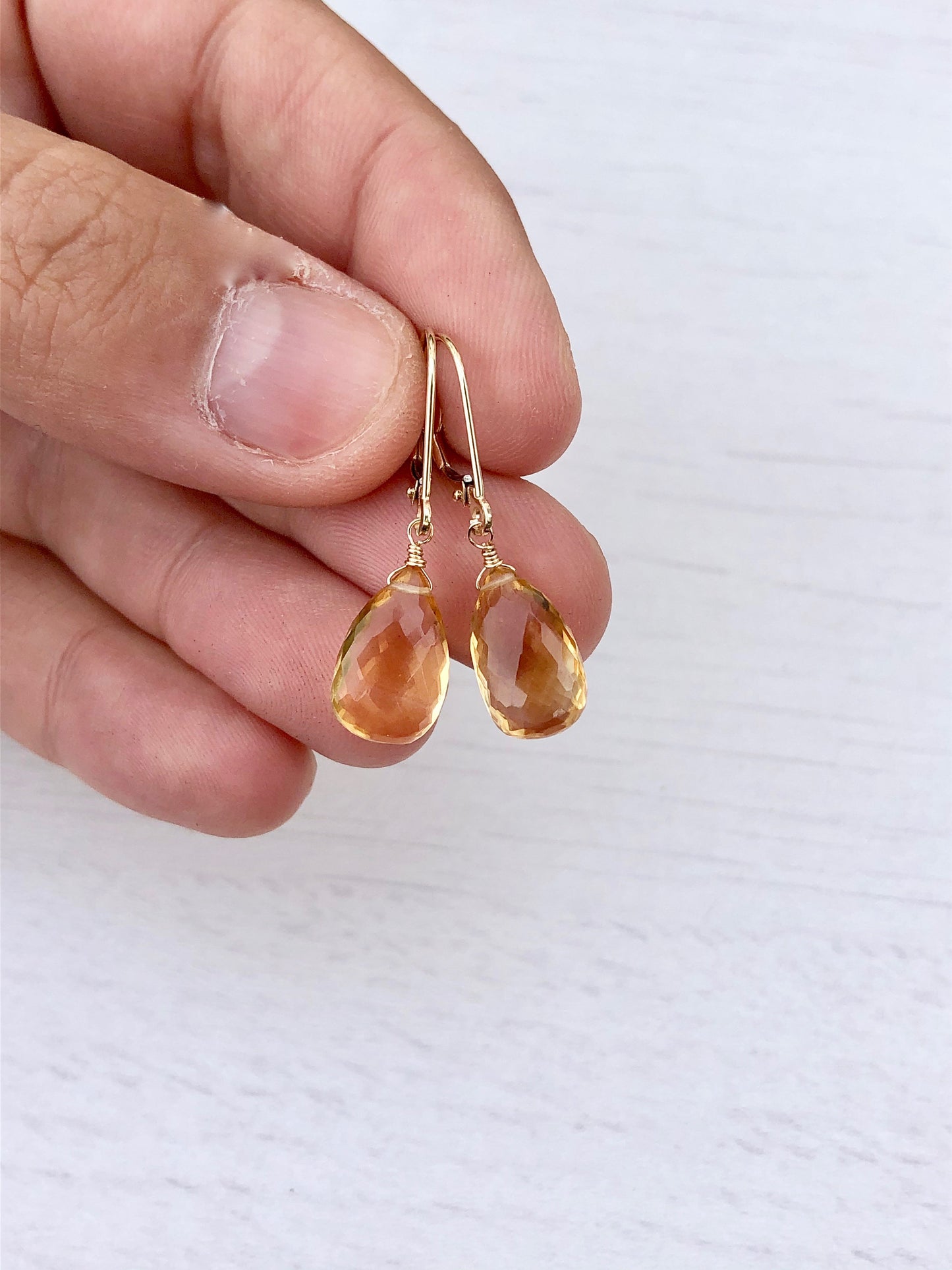 Citrine Earrings, Real Gold Earrings, 14k Gold Citrine Earrings